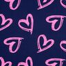 French Terry Jeans look neon hearts – midnight blue/neon pink,  thumbnail number 1
