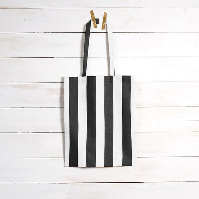 Decor Fabric Canvas Stripes – black/white,  image number 6