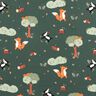 Cotton Poplin Happy Woodland Animals – dark green/peach orange,  thumbnail number 1