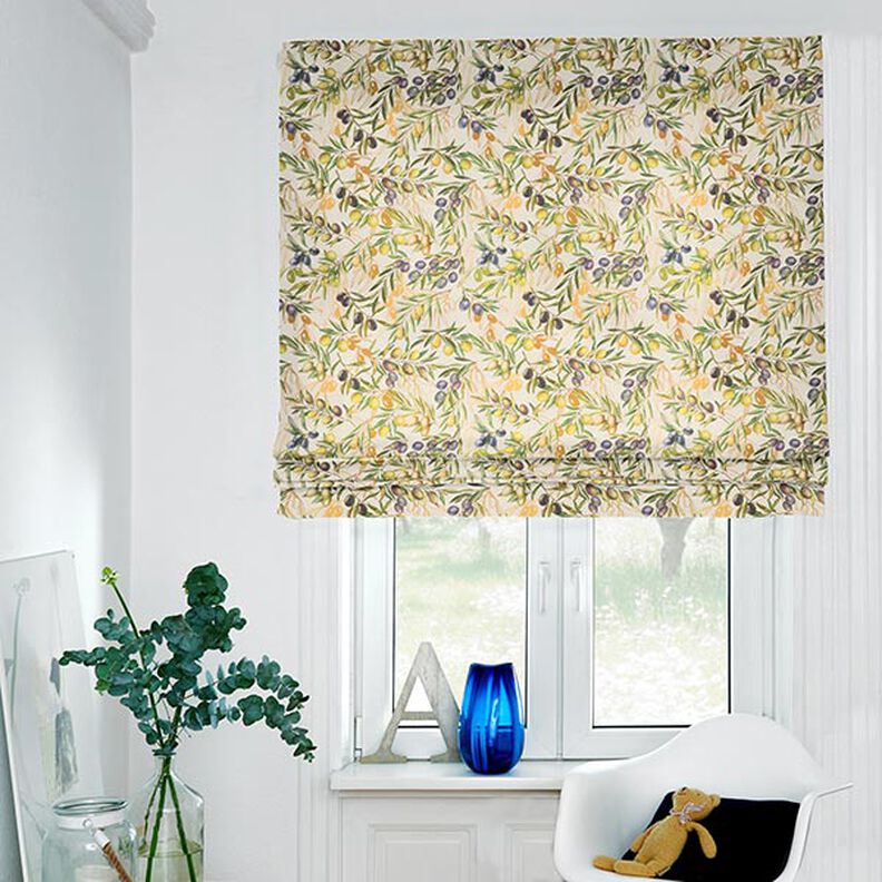 Decorative fabric, half panama olive branches, recycled – light beige,  image number 6