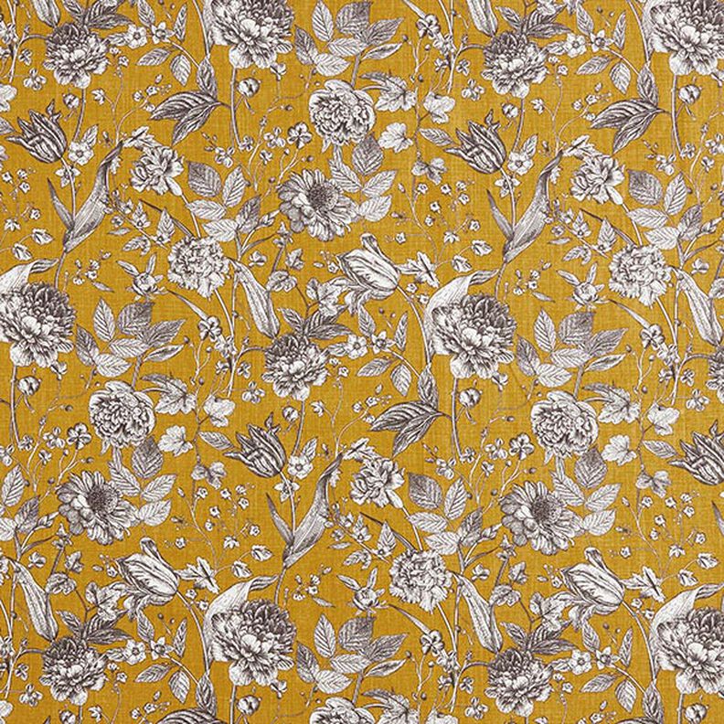 Decor Fabric Half Panama opulent plants – mustard,  image number 1