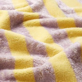 Towelling Fabric Bamboo Block Stripes – yellow/mauve, 