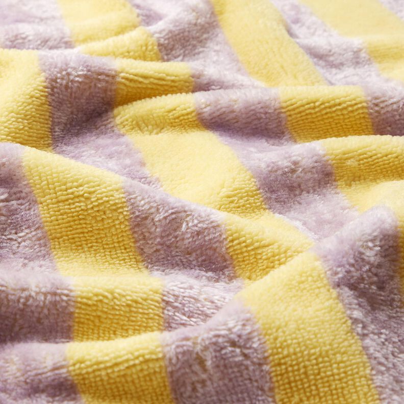 Towelling Fabric Bamboo Block Stripes – yellow/mauve, image number 3