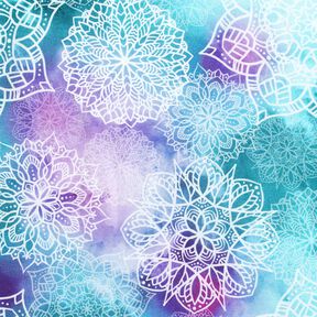 French Terry Rainbow mandalas | Glitzerpüppi – light petrol/lavender, 