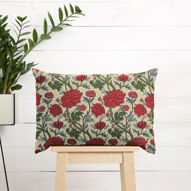 Decor Fabric Tapestry Fabric artistic peonies – light beige/carmine, image number 8