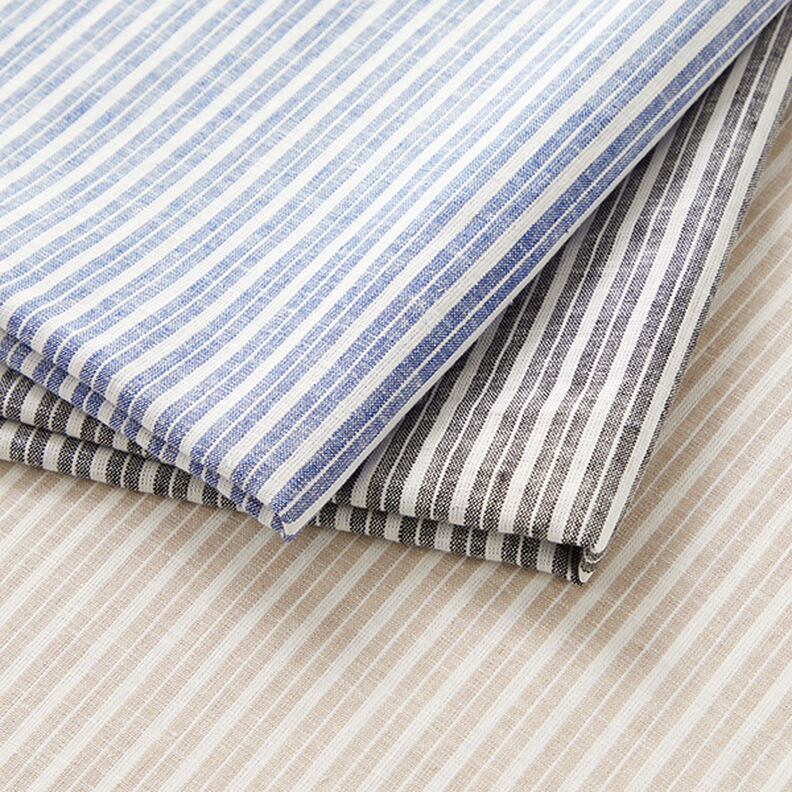 Linen Cotton Blend Wide Stripes – black/offwhite,  image number 5