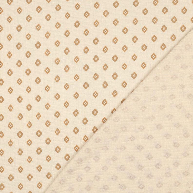 GOTS Double Gauze/Muslin Boho diamond pattern  | Poppy Fabrics – cream/cinnamon,  image number 4