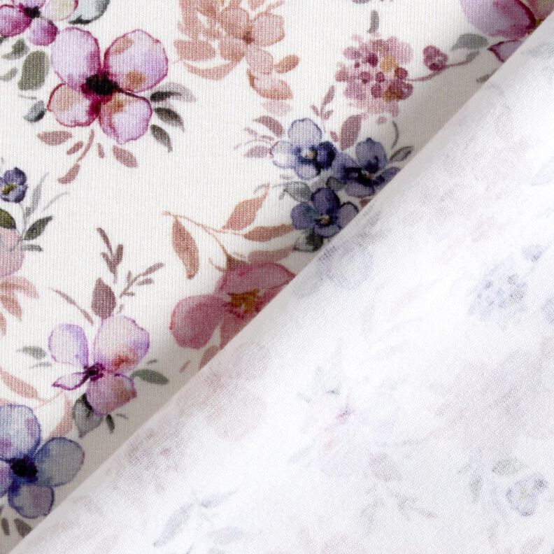 GOTS Cotton Jersey Watercolour flowers Digital Print – offwhite/pastel violet,  image number 4