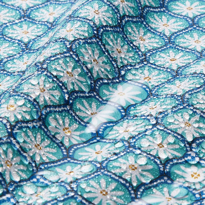 Coated Cotton Floral Boxes – aqua blue/white, image number 6