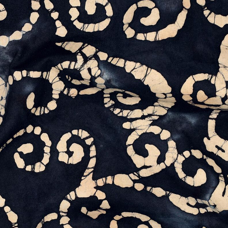 Cotton batik swirls – blue-black/sand,  image number 2