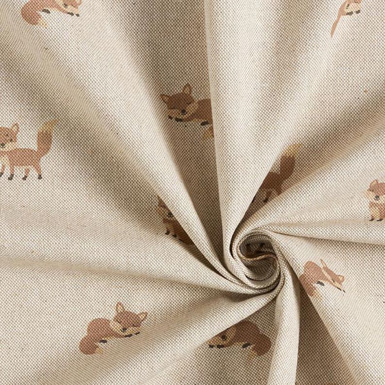 Decor Fabric Half Panama little foxes – natural/caramel,  image number 3