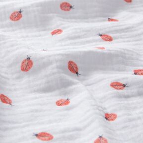 Double Gauze/Muslin Ladybird Digital Print | Poppy Fabrics – white, 