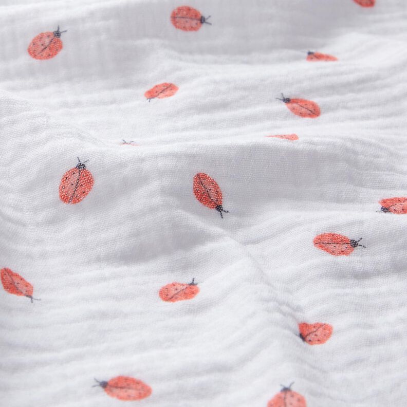 Double Gauze/Muslin Ladybird Digital Print | Poppy Fabrics – white,  image number 2