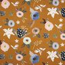 Decor Fabric Half Panama large retro flowers – caramel/light khaki,  thumbnail number 1
