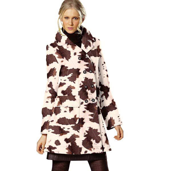 Cow print faux fur coat online