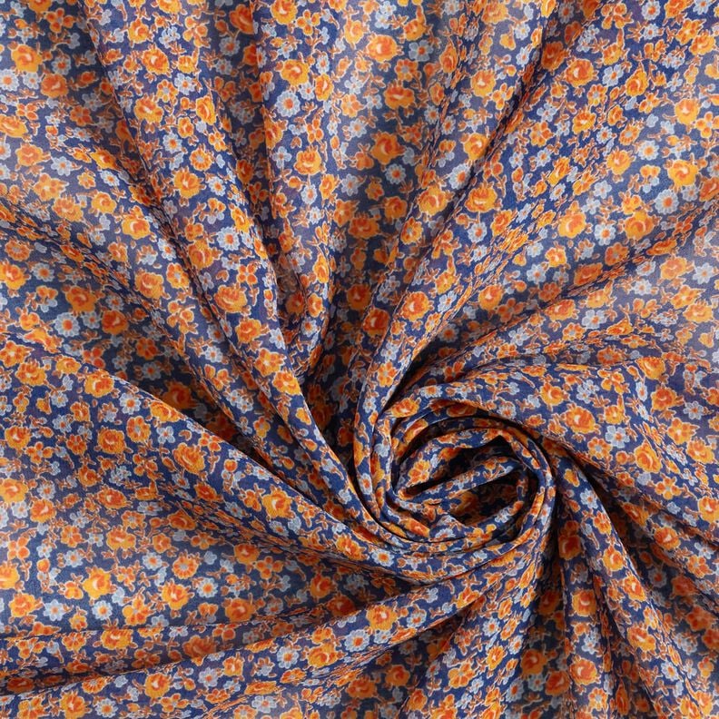 Chiffon millefleurs – indigo/orange,  image number 3