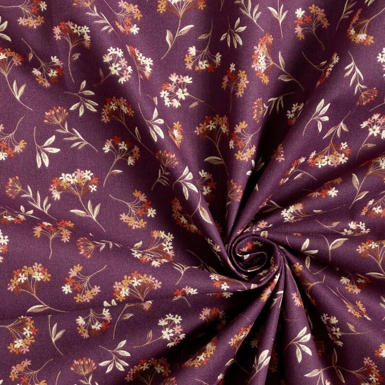 Cotton Cretonne delicate flowers – grape,  image number 3