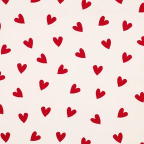Cotton Flannel hearts | Poppy Fabrics – ivory/carmine, 