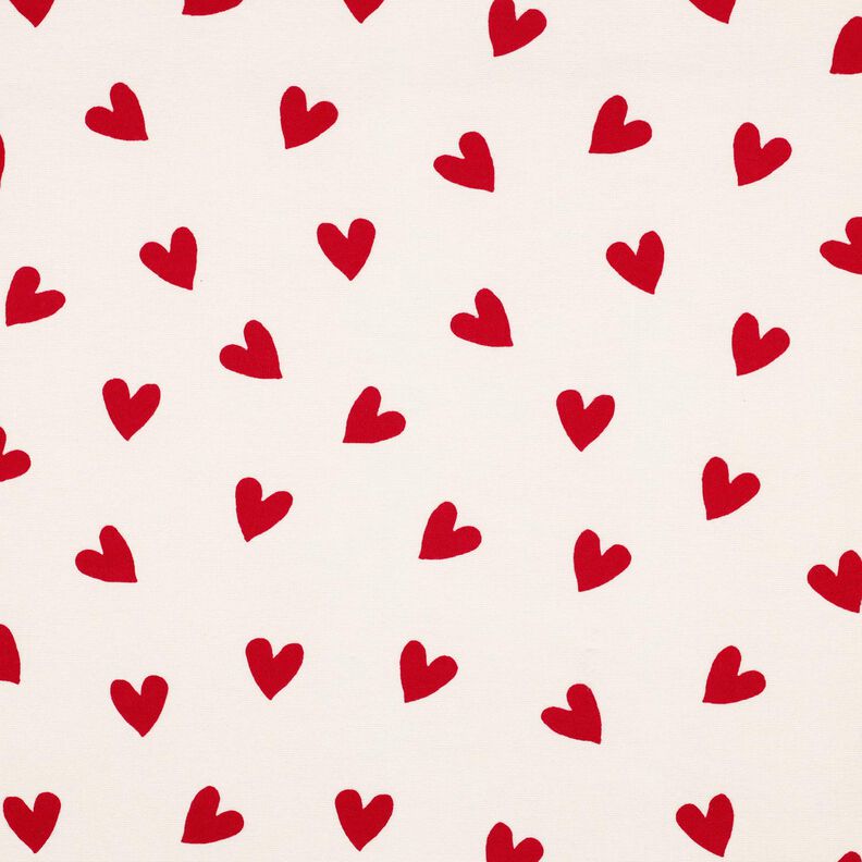 Cotton Flannel hearts | Poppy Fabrics – ivory/carmine,  image number 1