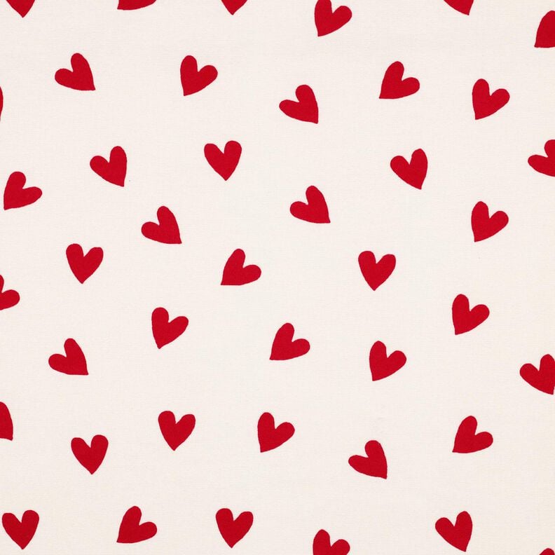 Cotton Flannel hearts | Poppy Fabrics – ivory/carmine, image number 1