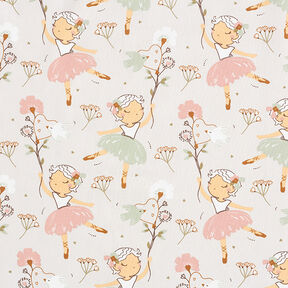 Cotton Poplin Ballerina in the flower garden – natural, 