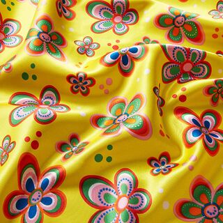 Polyester satin, flower power, 
