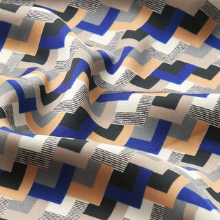 Retro Print Lightweight Satin – indigo/beige, 