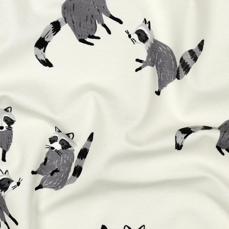 Cotton Jersey Racoons Digital Print | Poppy Fabrics – offwhite,  image number 2