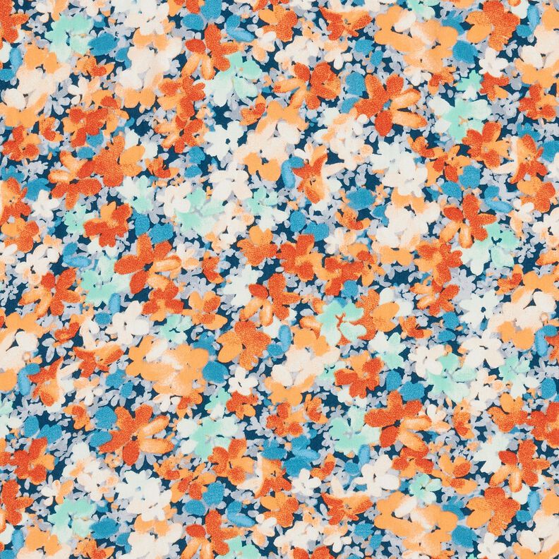 viscose fabric speckled flowers – terracotta/blue,  image number 1