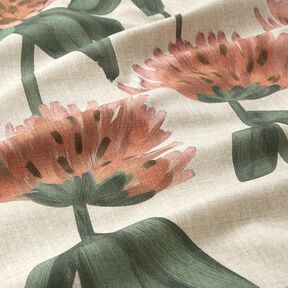 Decor Fabric Half Panama flowering clover – red/light taupe, 
