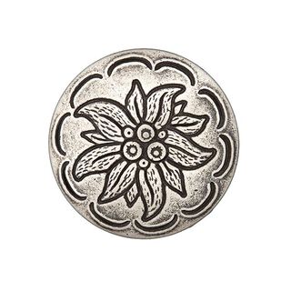 Floral Tendrils Costume Button - antique silver metallic, 