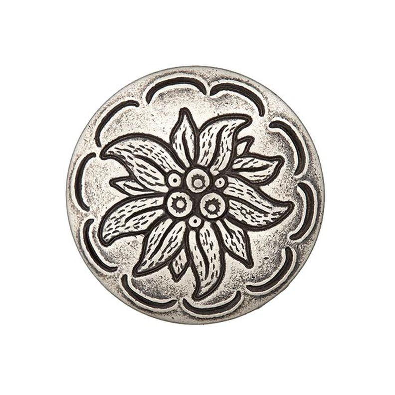 Floral Tendrils Costume Button - antique silver metallic,  image number 1