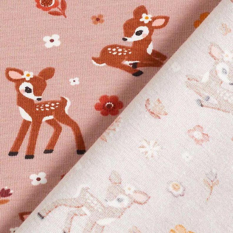 Cotton Jersey Deer in the meadow  – light dusky pink,  image number 4