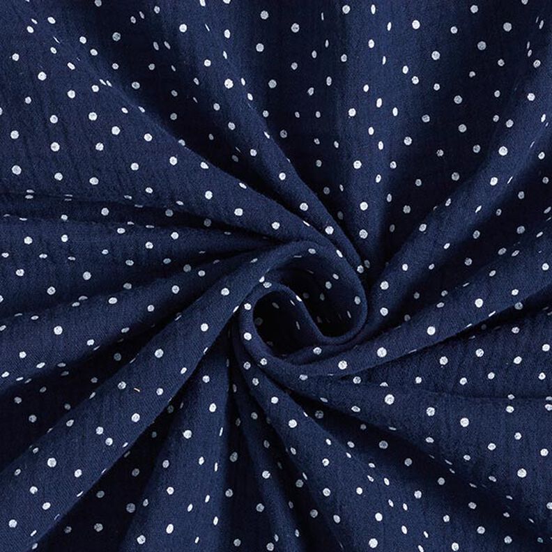 Double Gauze/Muslin Polka Dots – navy blue/white,  image number 3