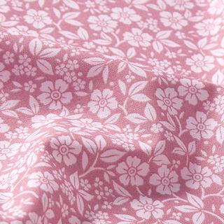 Cotton Poplin Bi-coloured flowers – dusky pink/rosé, 