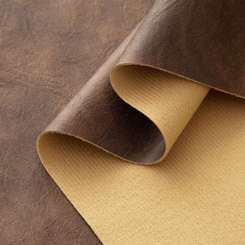 Plain vintage look faux leather – medium brown,  image number 4
