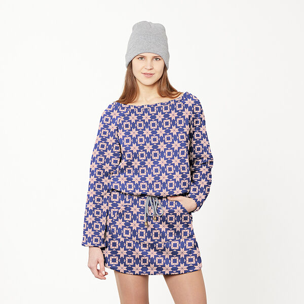 Norwegian Print Soft Sweatshirt Fabric – indigo/salmon,  image number 6