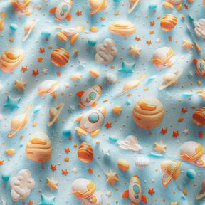 Cotton Poplin Cosmos Digital Print – light blue, 