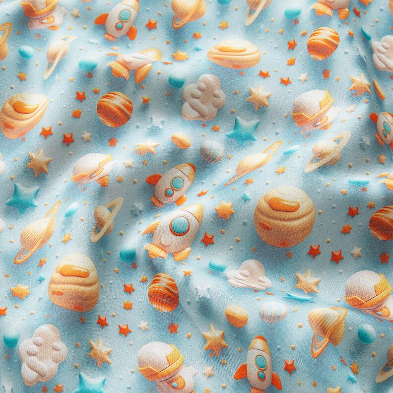 Cotton Poplin Cosmos Digital Print – light blue,  image number 2