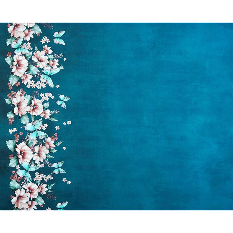 Cotton Jersey butterfly meadow | Glitzerpüppi  – light petrol/rosé,  image number 5