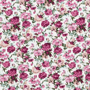 Cotton Poplin Wild Roses – white/hollyhock, 