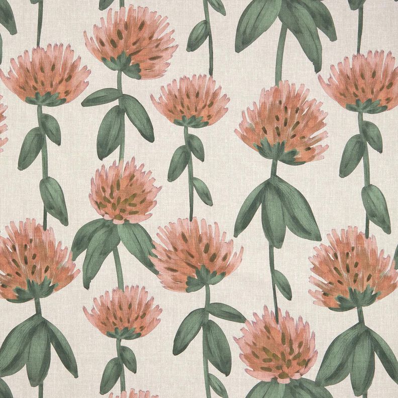 Decor Fabric Half Panama flowering clover – red/light taupe, image number 1