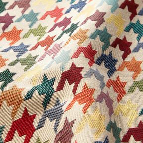 Decor Fabric Tapestry Fabric colourful houndstooth – light beige/blue, 