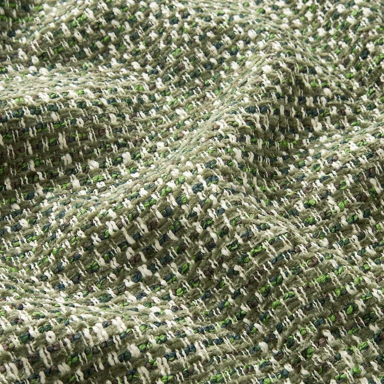 Upholstery Fabric colourful bouclé look – dark pine/cream, image number 2