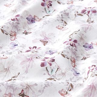 Decor Fabric Cotton Poplin Butterflies & Orchids – pastel violet, 