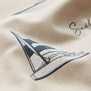 Decorative half Panama fabric "Yacht Club" – natural/red, 