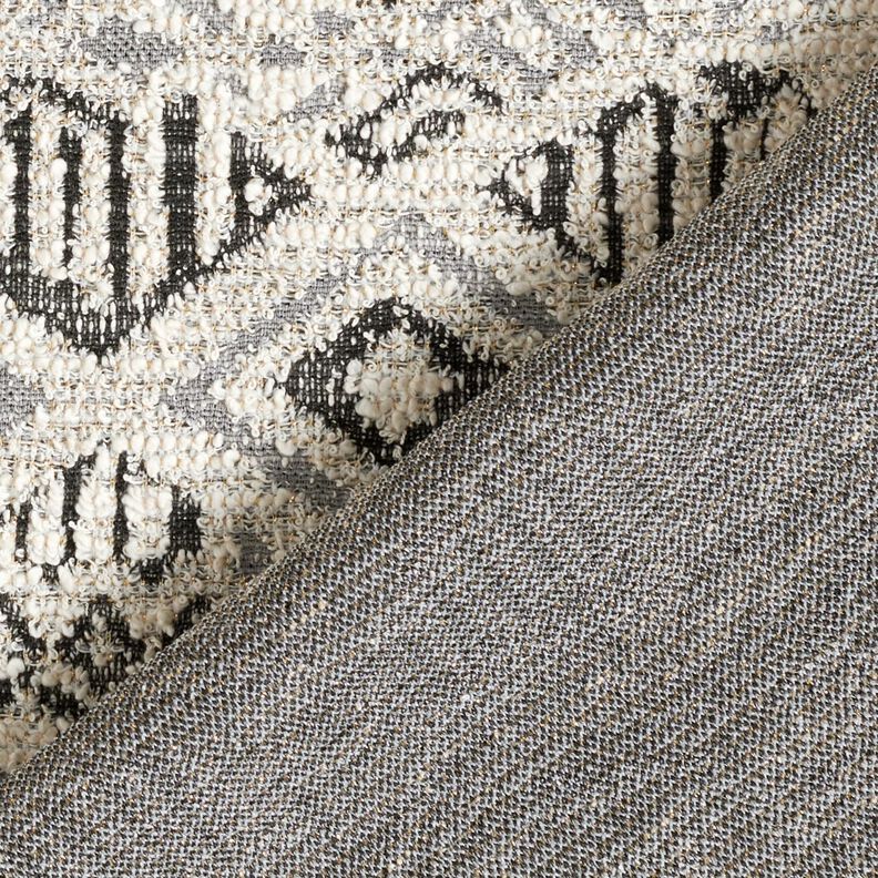 Knitted bouclé ikat pattern – grey/white,  image number 4