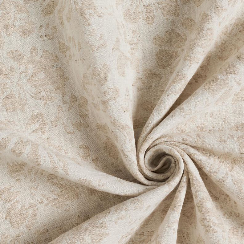 Double Gauze/Muslin Linen Blend Flowers – almond,  image number 3
