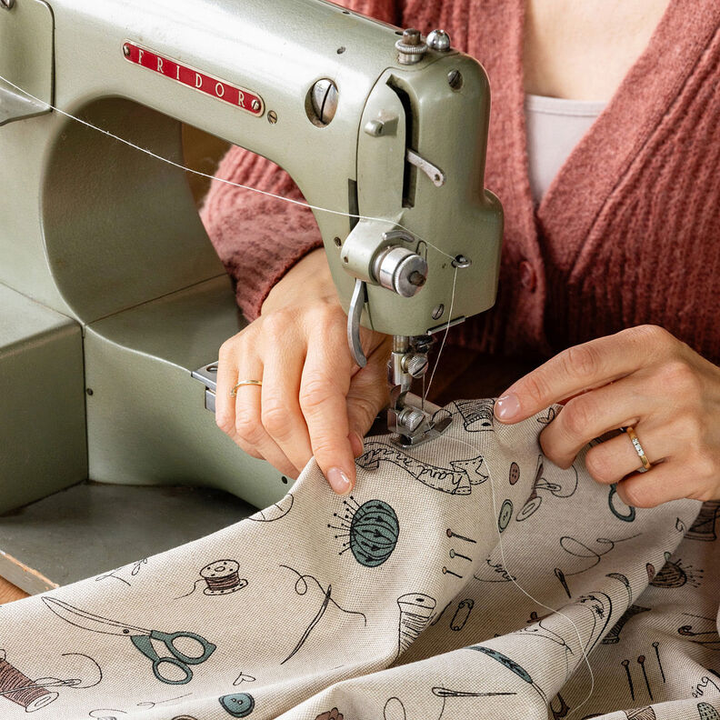 Decor Fabric Half Panama Sewing room – natural/black, image number 6