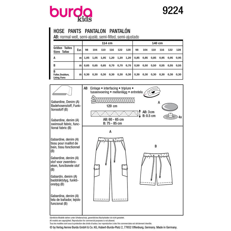 Trousers | Burda 9224 | 98-128,  image number 9